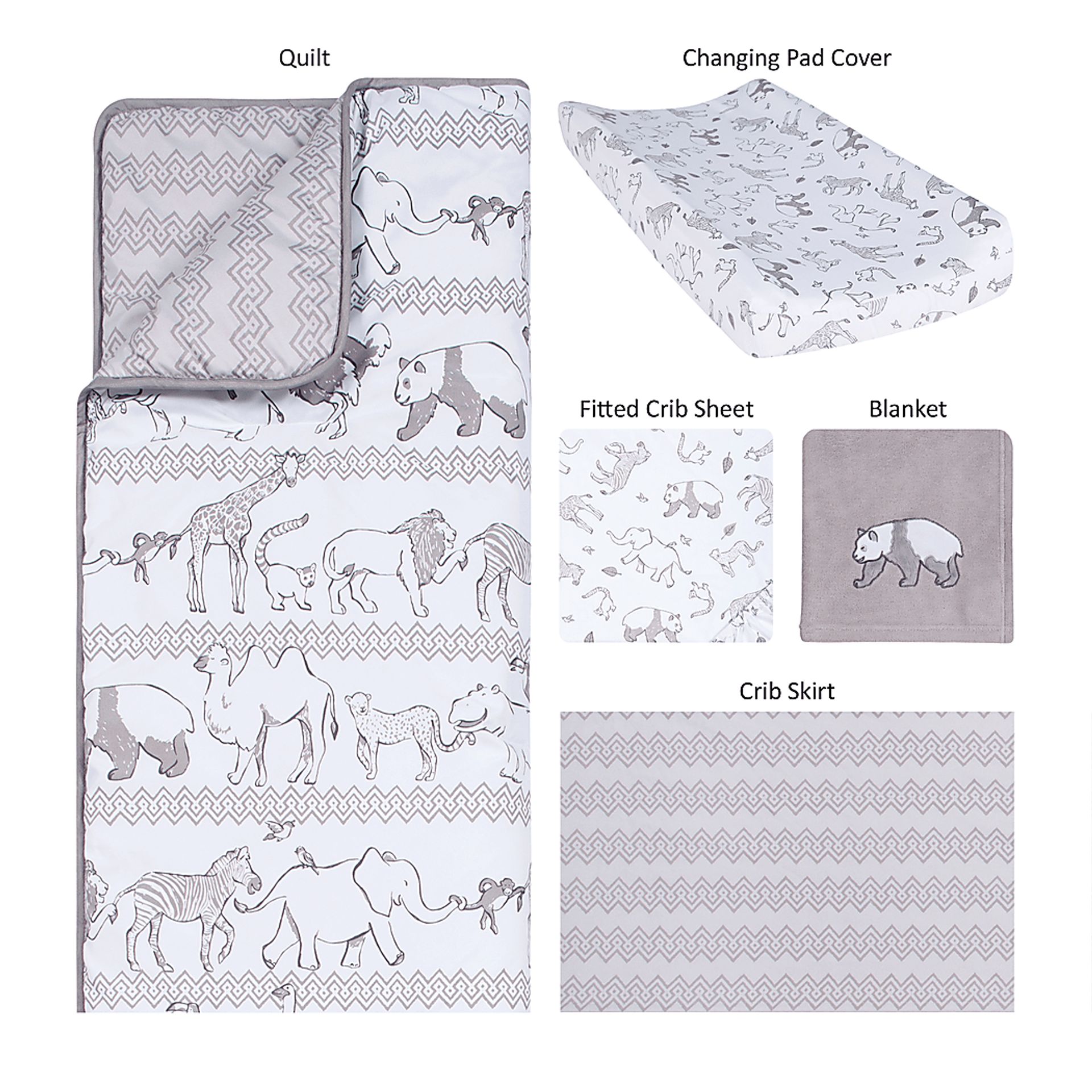 Waverly Congo Line Gray 5 Pc Baby Bedding Set - Image 2