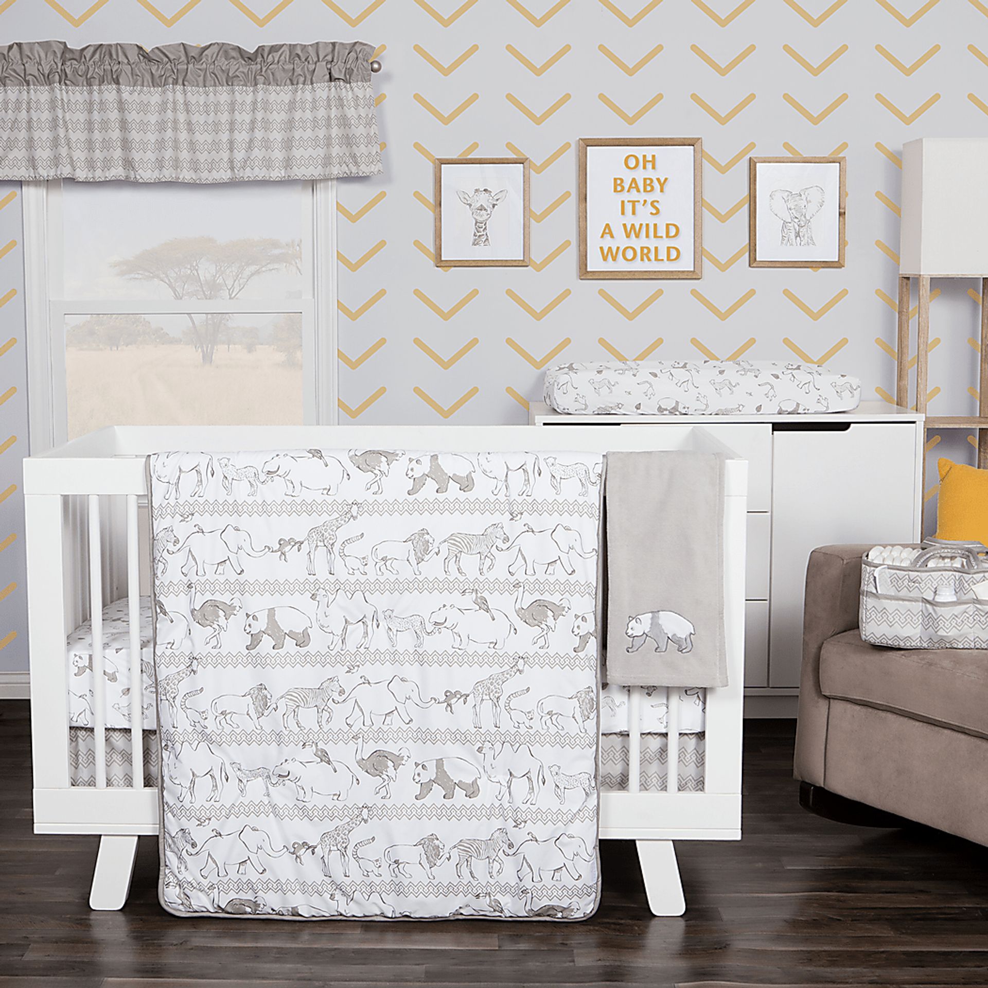 Waverly Congo Line Gray 5 Pc Baby Bedding Set - Image 1