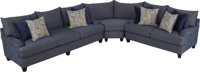Waverly Park Blue 3 Pc Sectional - Thumbnail - Image 3