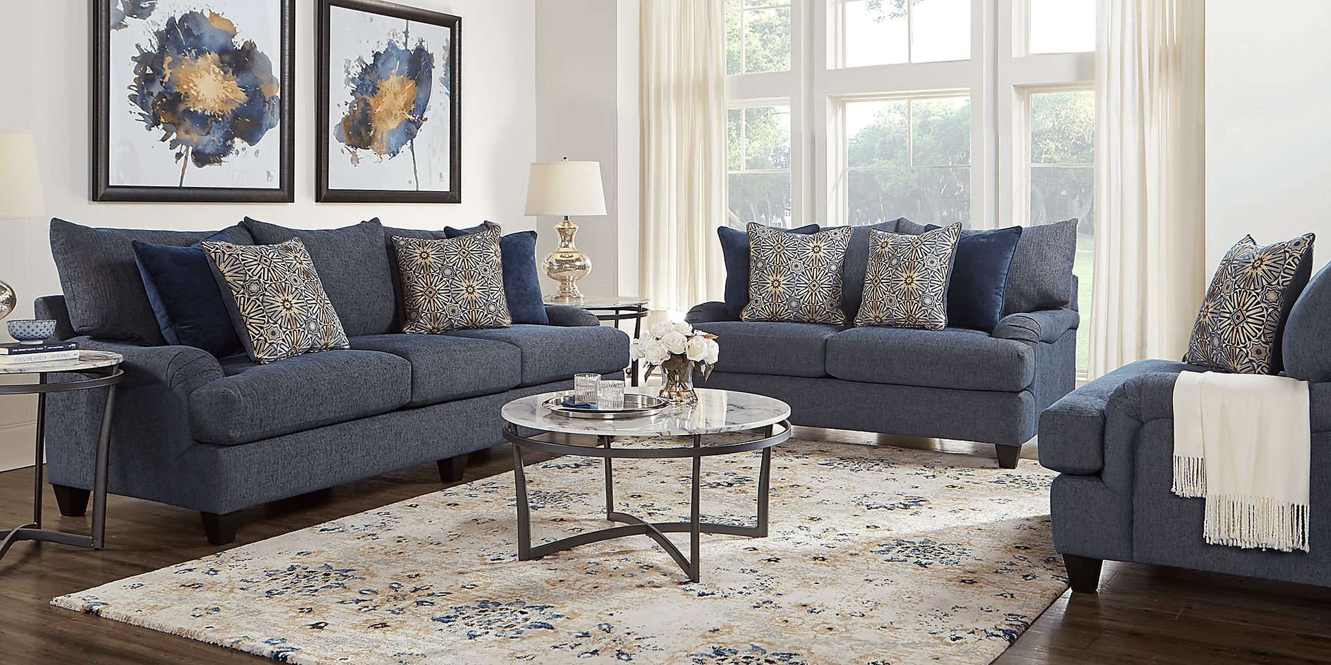 Waverly Park Blue 8 Pc Living Room - Image 1
