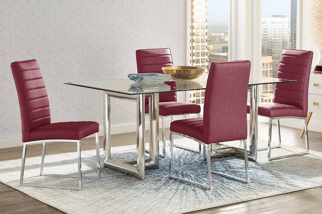 Waycroft Silver 5 Pc Dining Room with Bordeaux Chairs - Thumbnail - Image 1
