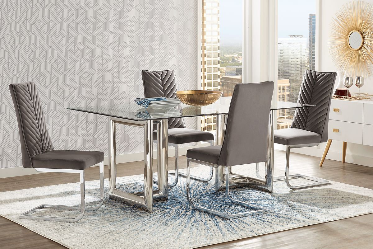 Waycroft 5 Pc Chrome Metal Charcoal Black,Gray Dining Room