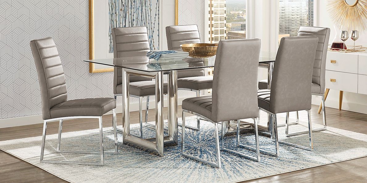 Waycroft 5 Pc Chrome Metal Gray Dining Room Set Rooms To Go