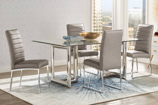 Waycroft Silver 5 Pc Dining Room with Gray Chairs - Thumbnail - Image 1