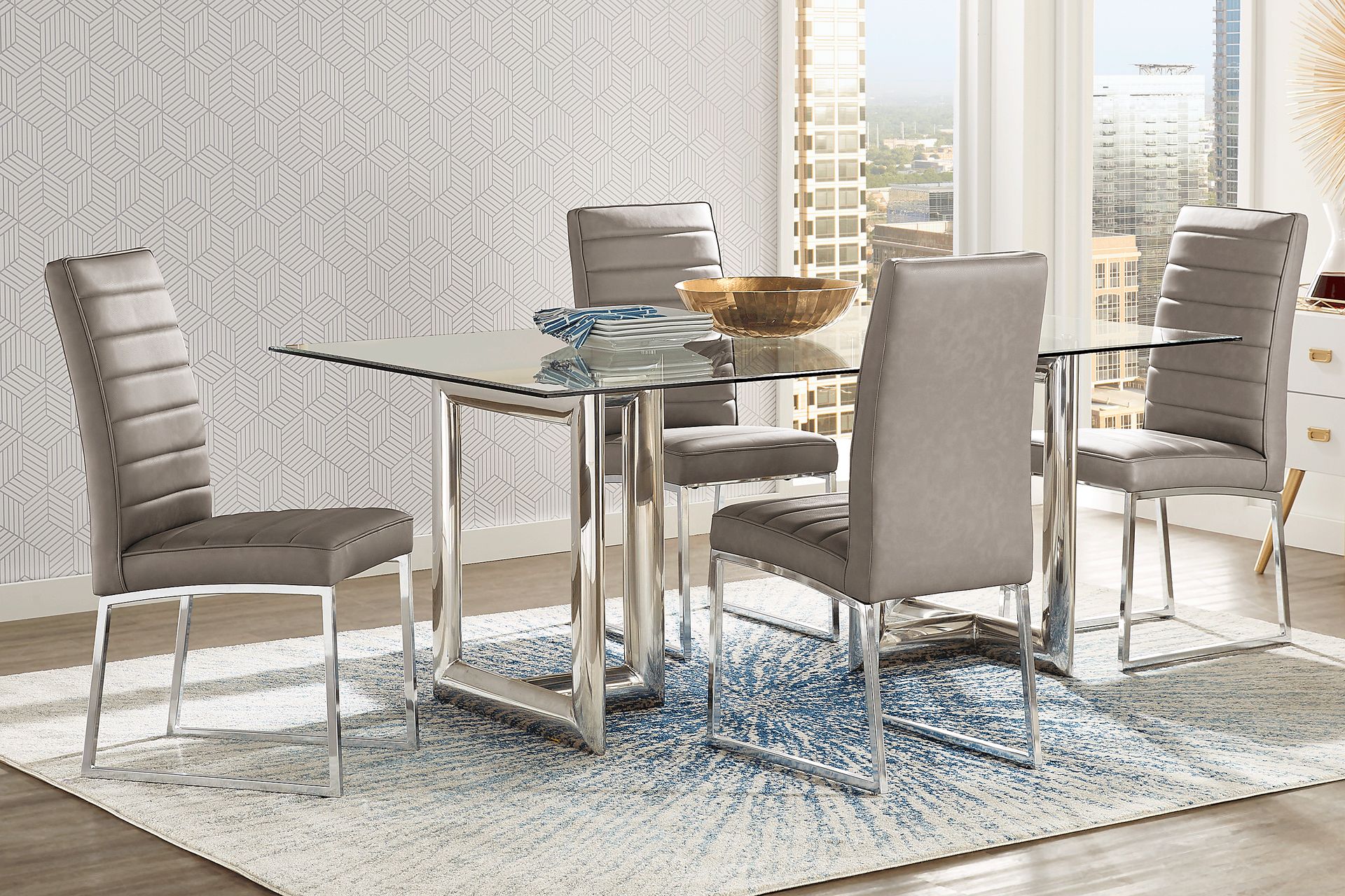 Waycroft Silver 5 Pc Dining Room with Gray Chairs - Image 1