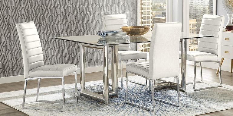 Waycroft Silver 5 Pc Dining Room with Off-White Chairs