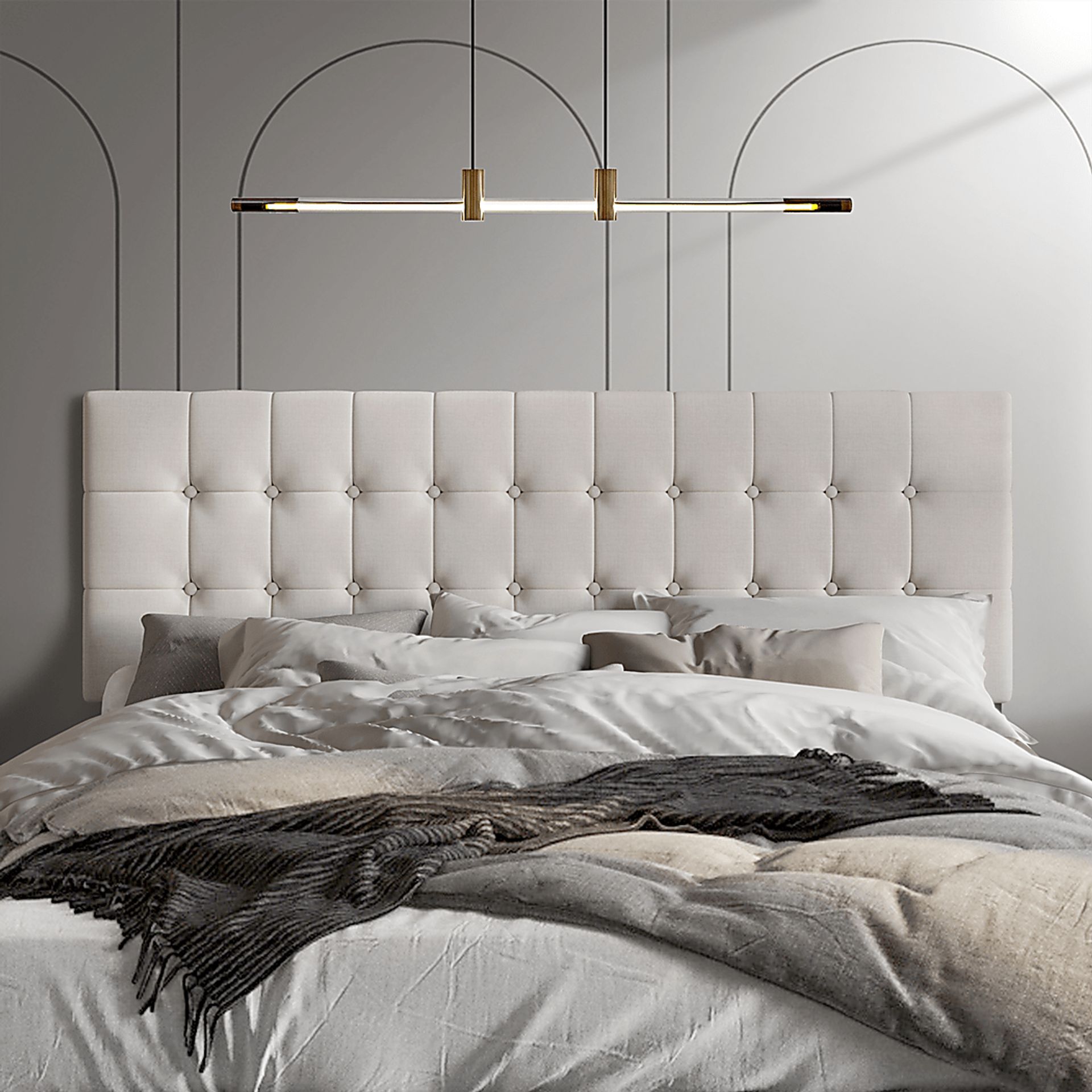 Waylon Light Gray Gray Full Headboard - Image 2