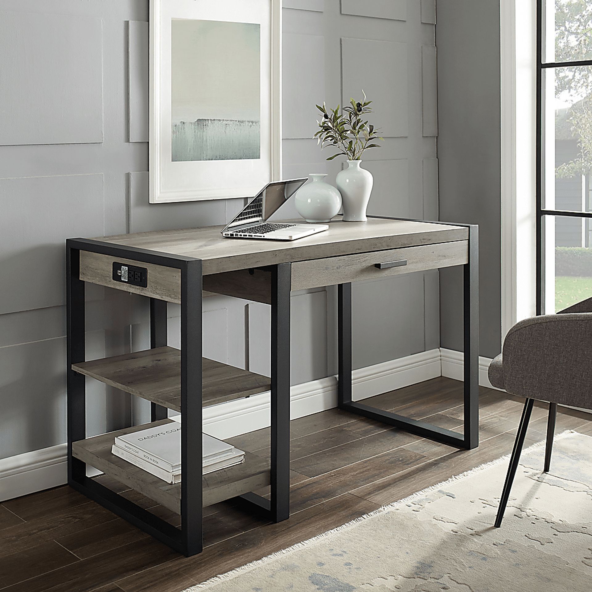 Waynecrest Gray Desk - Image 5