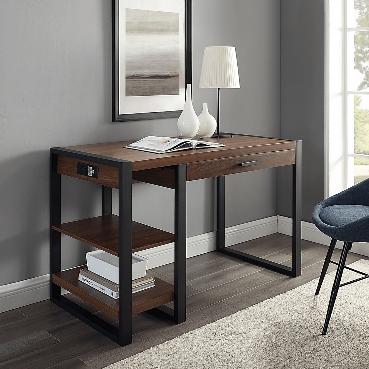 Waynecrest Walnut Dark Wood Desk | Rooms to Go