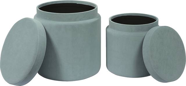 Waynetta Blue Storage Ottoman, Set of 2 - Thumbnail - Image 3