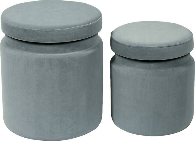 Waynetta Blue Storage Ottoman, Set of 2 - Thumbnail - Image 1