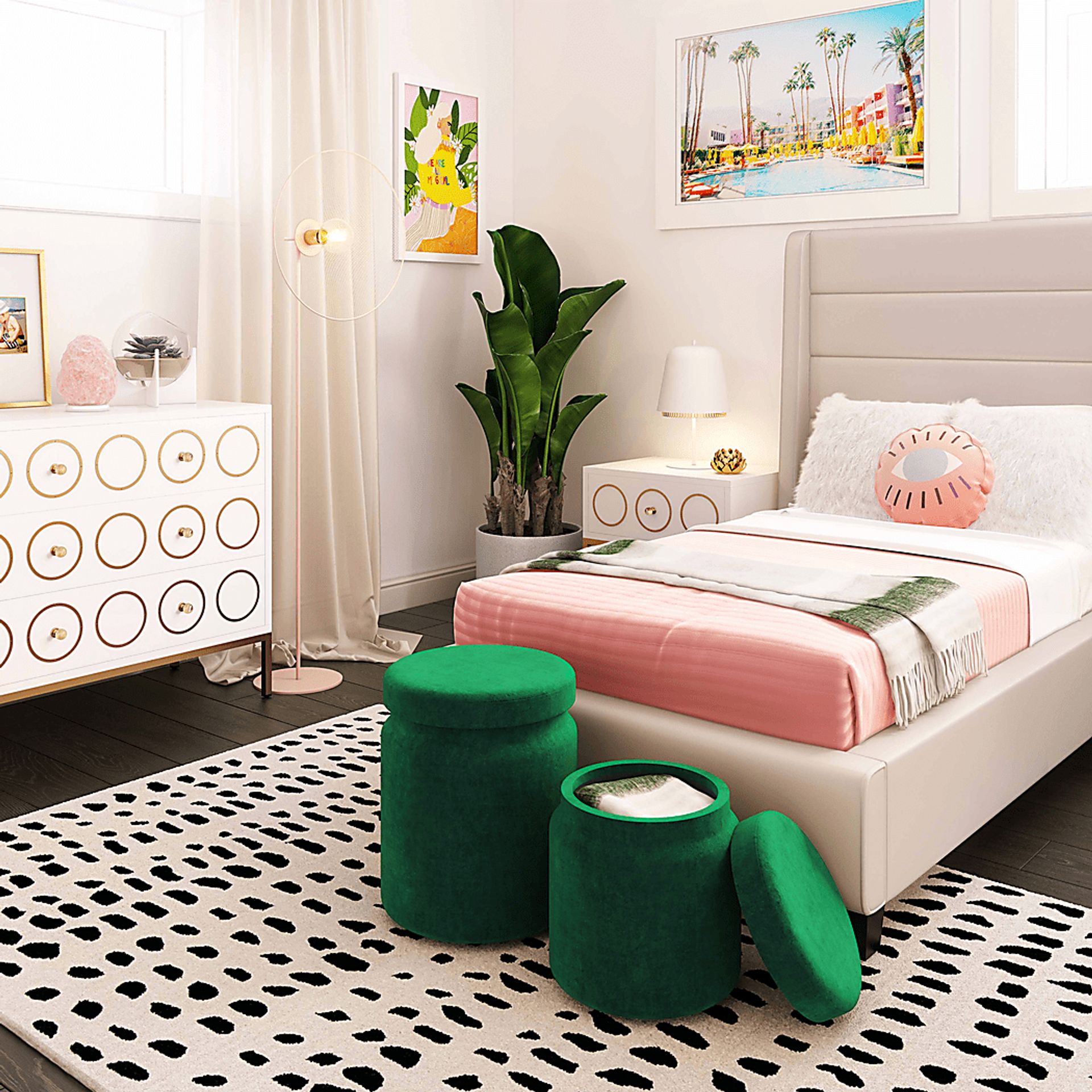 Waynetta Green Storage Ottoman, Set of 2 - Image 2