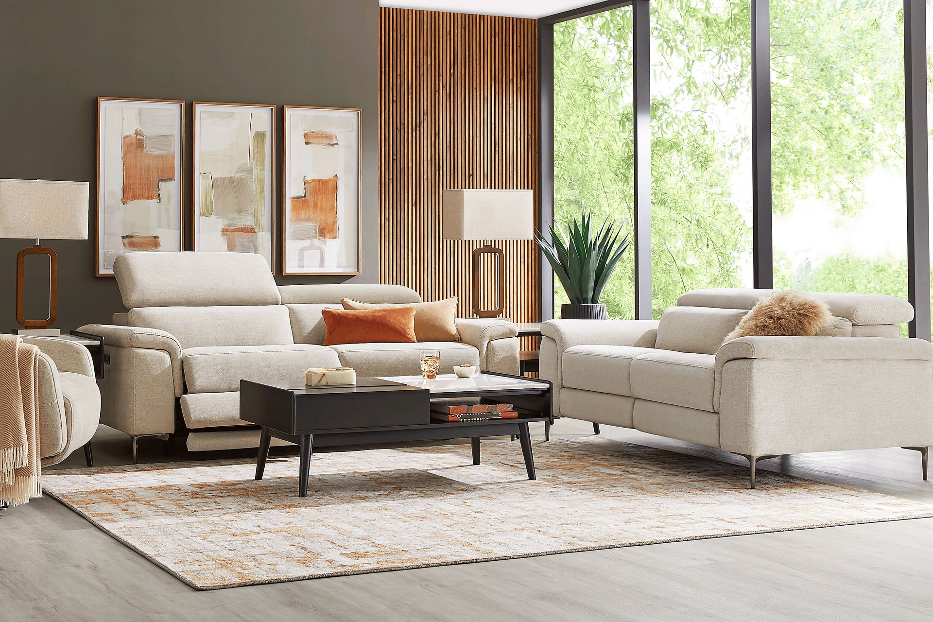 Weatherford Park Beige Dual Power Reclining Sofa - Image 2