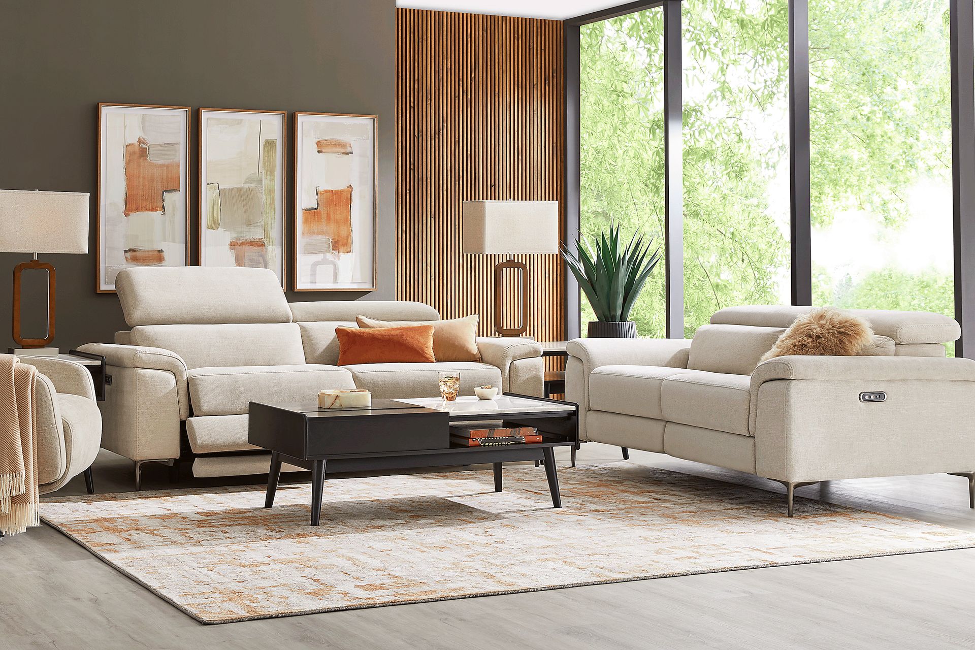 Weatherford Park Beige 7 Pc Dual Power Reclining Living Room - Image 1
