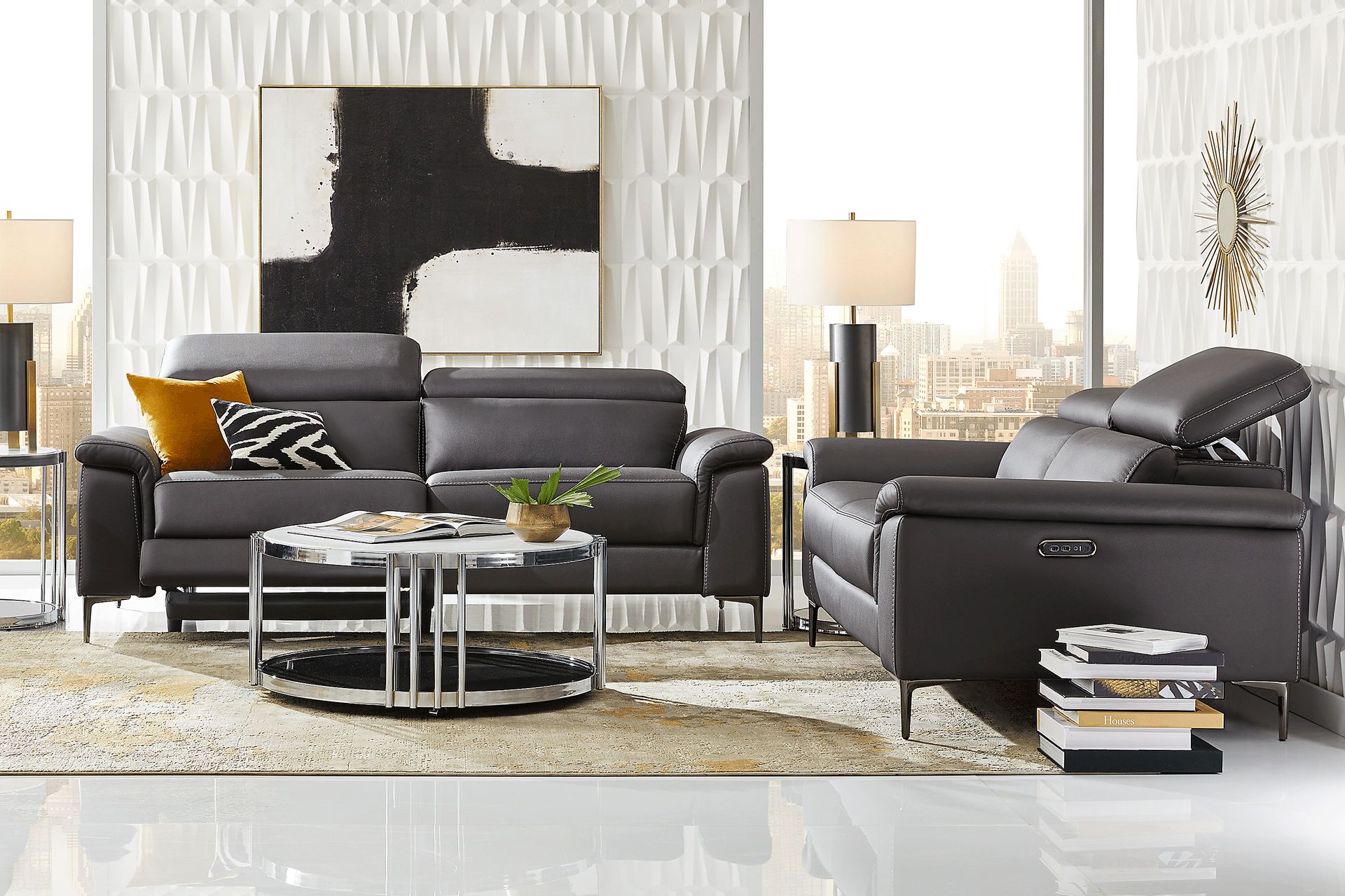 Weatherford Park Black 7 Pc Dual Power Reclining Living Room - Image 1