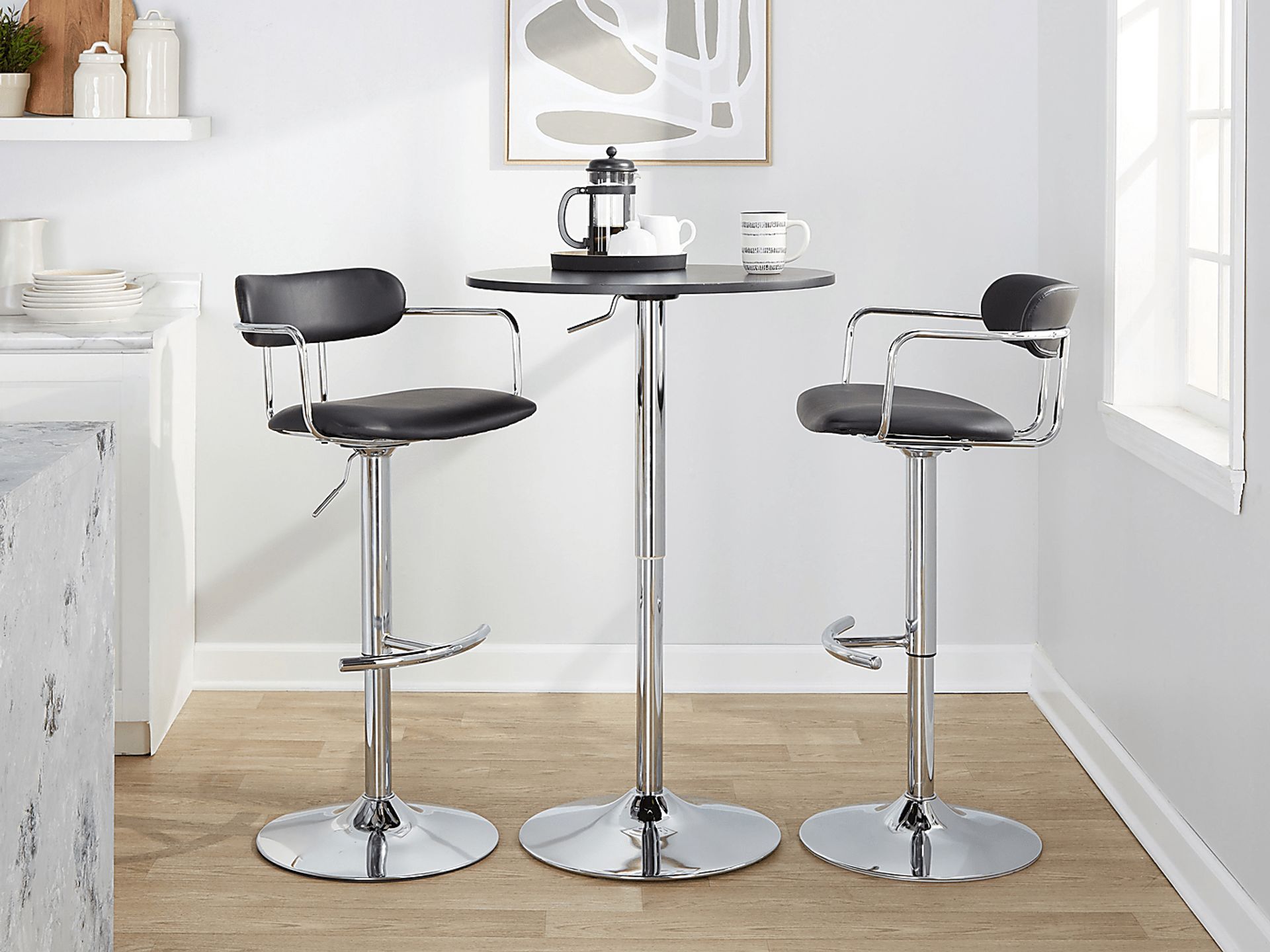 Wedgefeild IV Black Adjustable Barstool, Set of 2 - Image 2