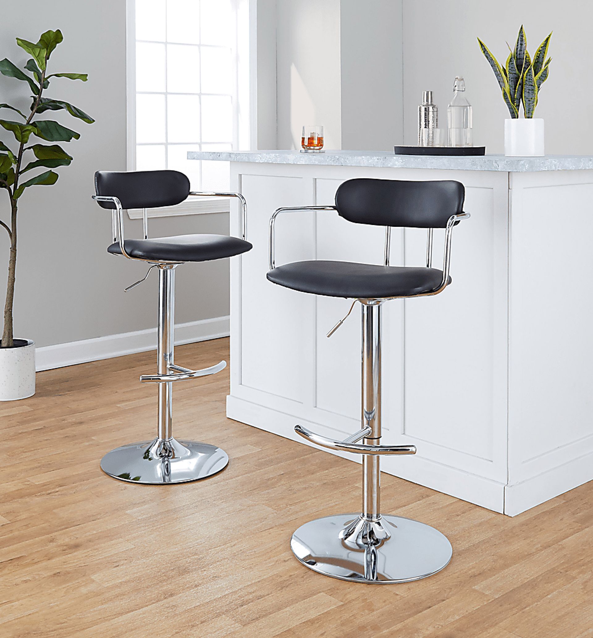 Wedgefeild IV Black Adjustable Barstool, Set of 2 - Image 3