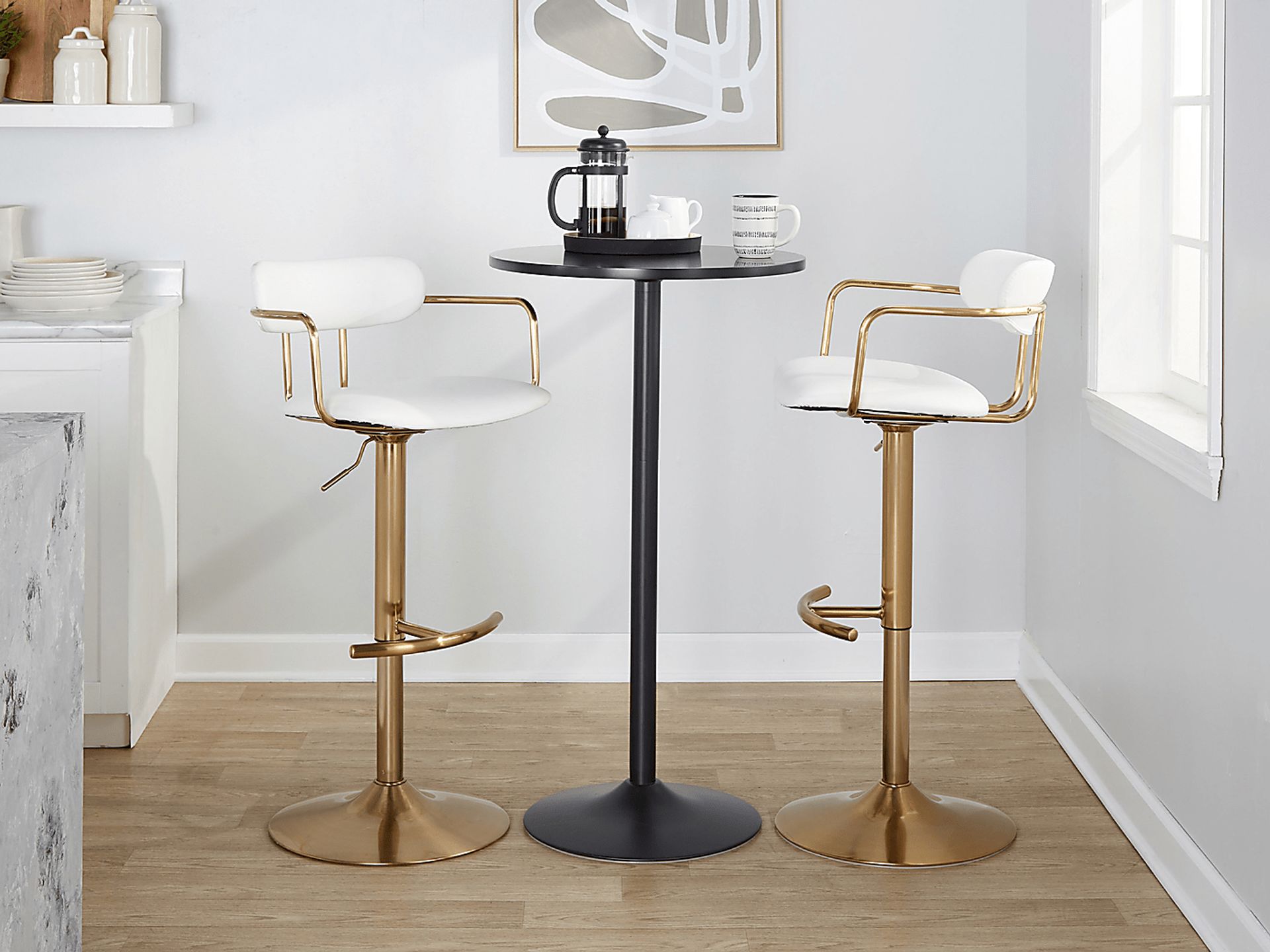 Wedgefield I White Adjustable Barstool, Set of 2 - Image 3