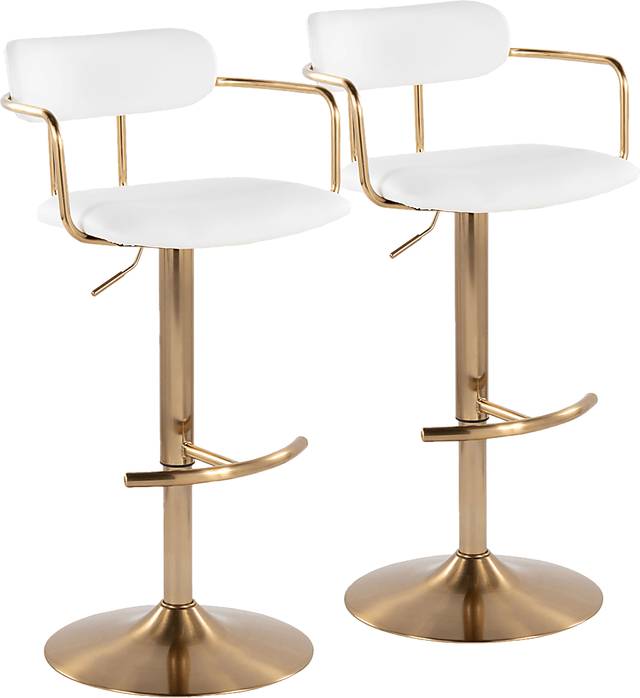 Wedgefield I White Adjustable Barstool, Set of 2 - Thumbnail - Image 1
