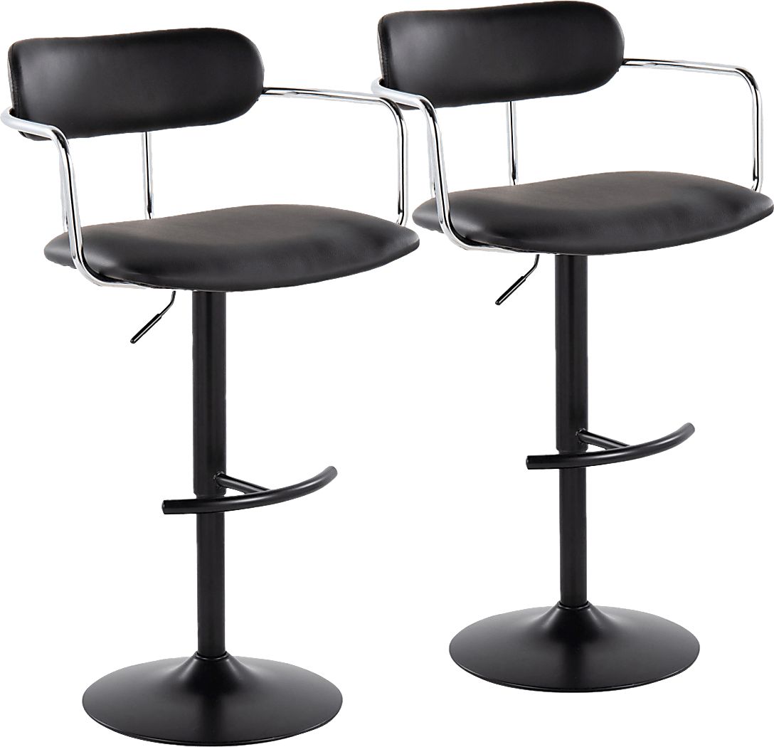Wedgefield III Black Adjustable Barstool, Set of 2