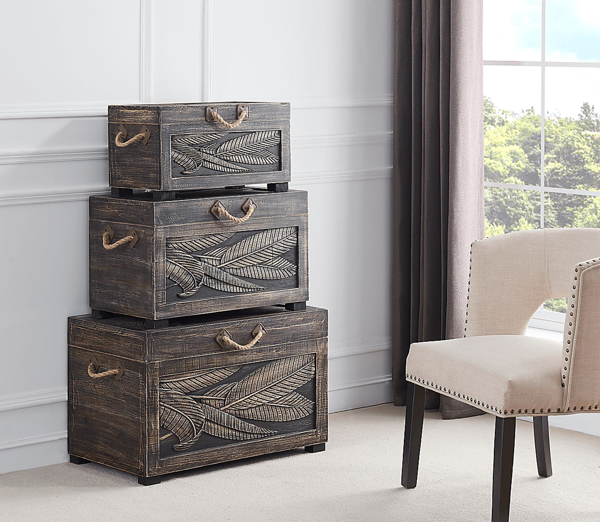 Weldwood Tobacco Nesting Tables, Set of 3 - Image 6