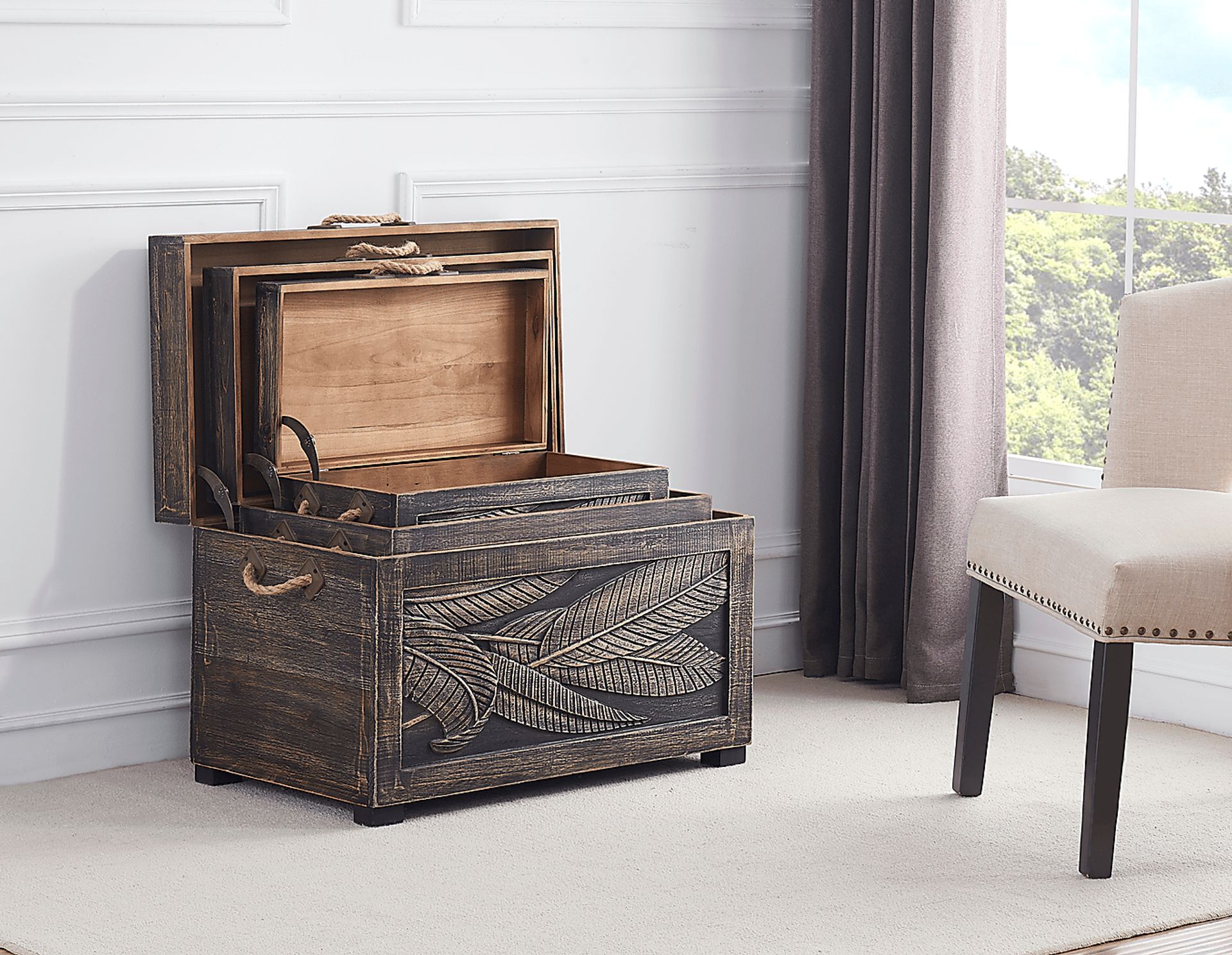 Weldwood Tobacco Nesting Tables, Set of 3 - Image 7