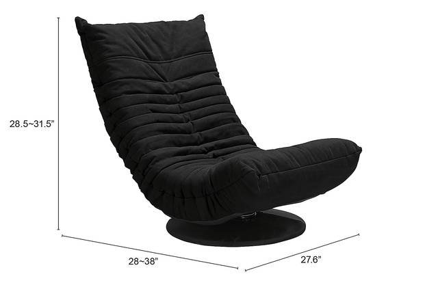 Weleber Black Low Swivel Chair - Thumbnail - Image 5