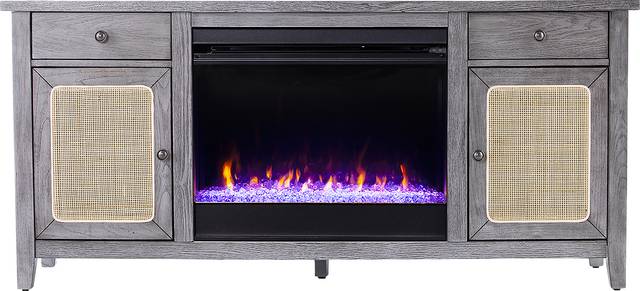 Welford I Gray 58 in. Console with Color Changing Fireplace - Thumbnail - Image 3