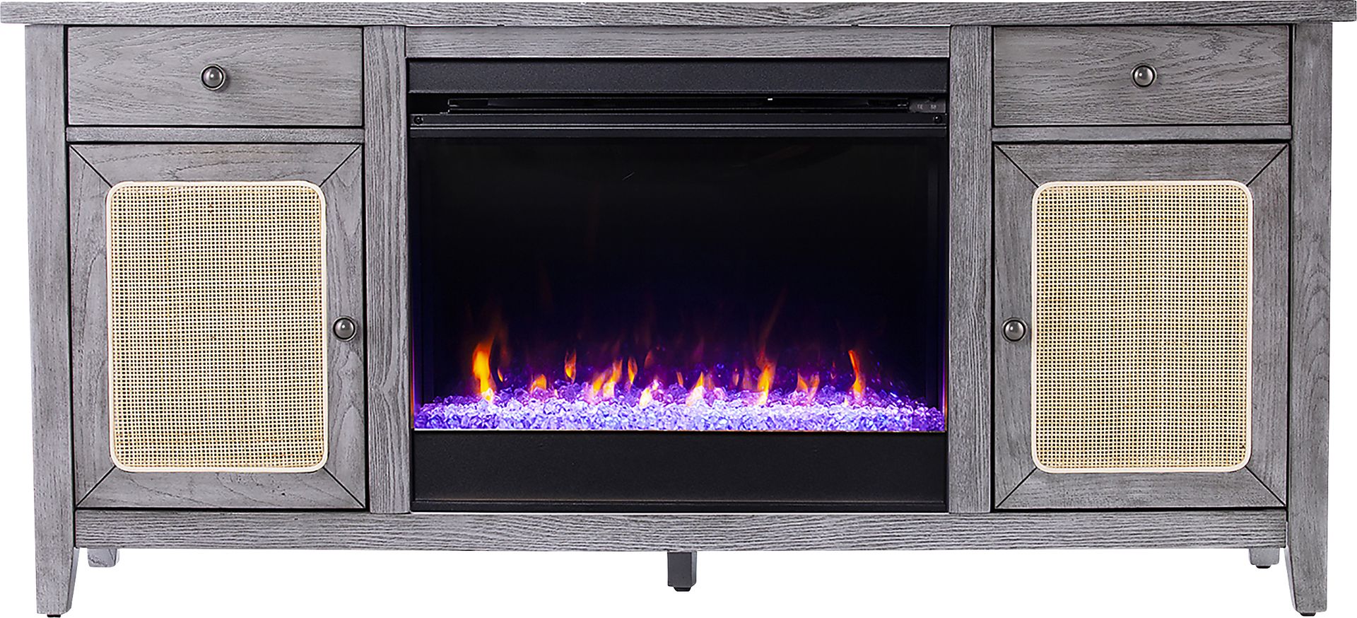 Welford I Gray 58 in. Console with Color Changing Fireplace - Image 3