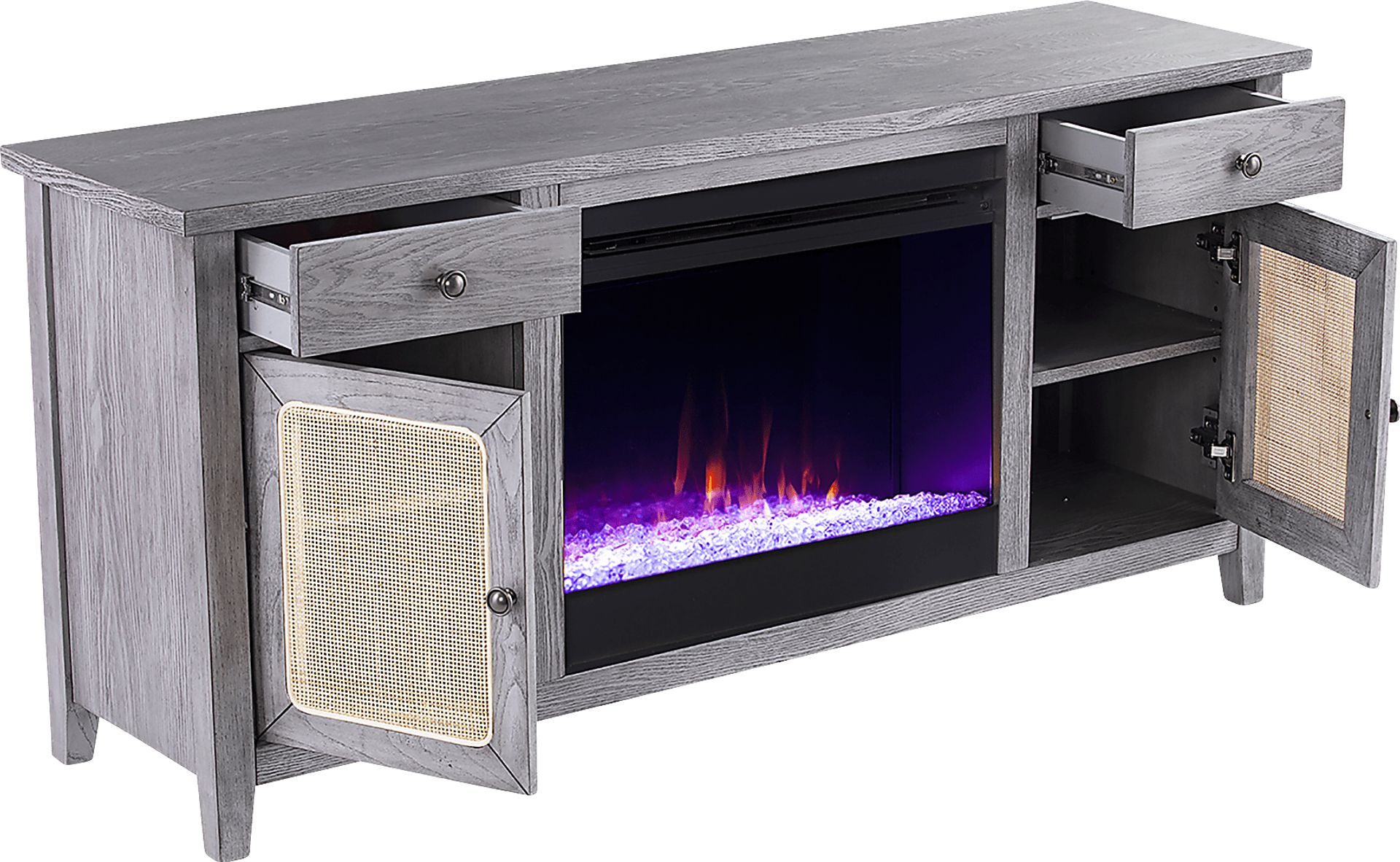 Welford I Gray 58 in. Console with Color Changing Fireplace - Image 5