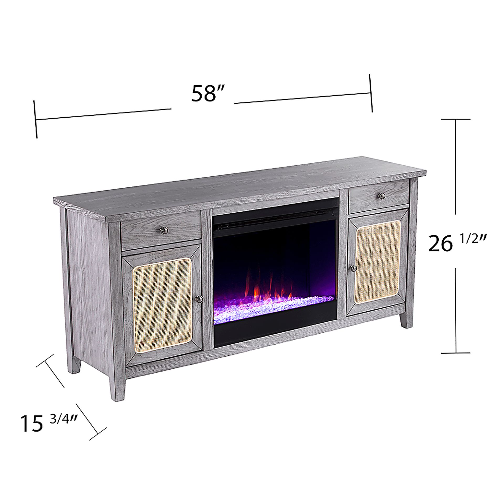 Welford I Gray 58 in. Console with Color Changing Fireplace - Image 6