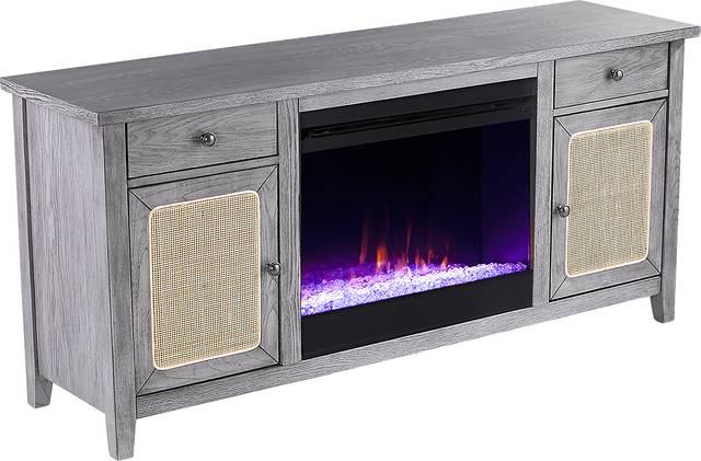 Welford I Gray 58 in. Console with Color Changing Fireplace - Thumbnail - Image 1