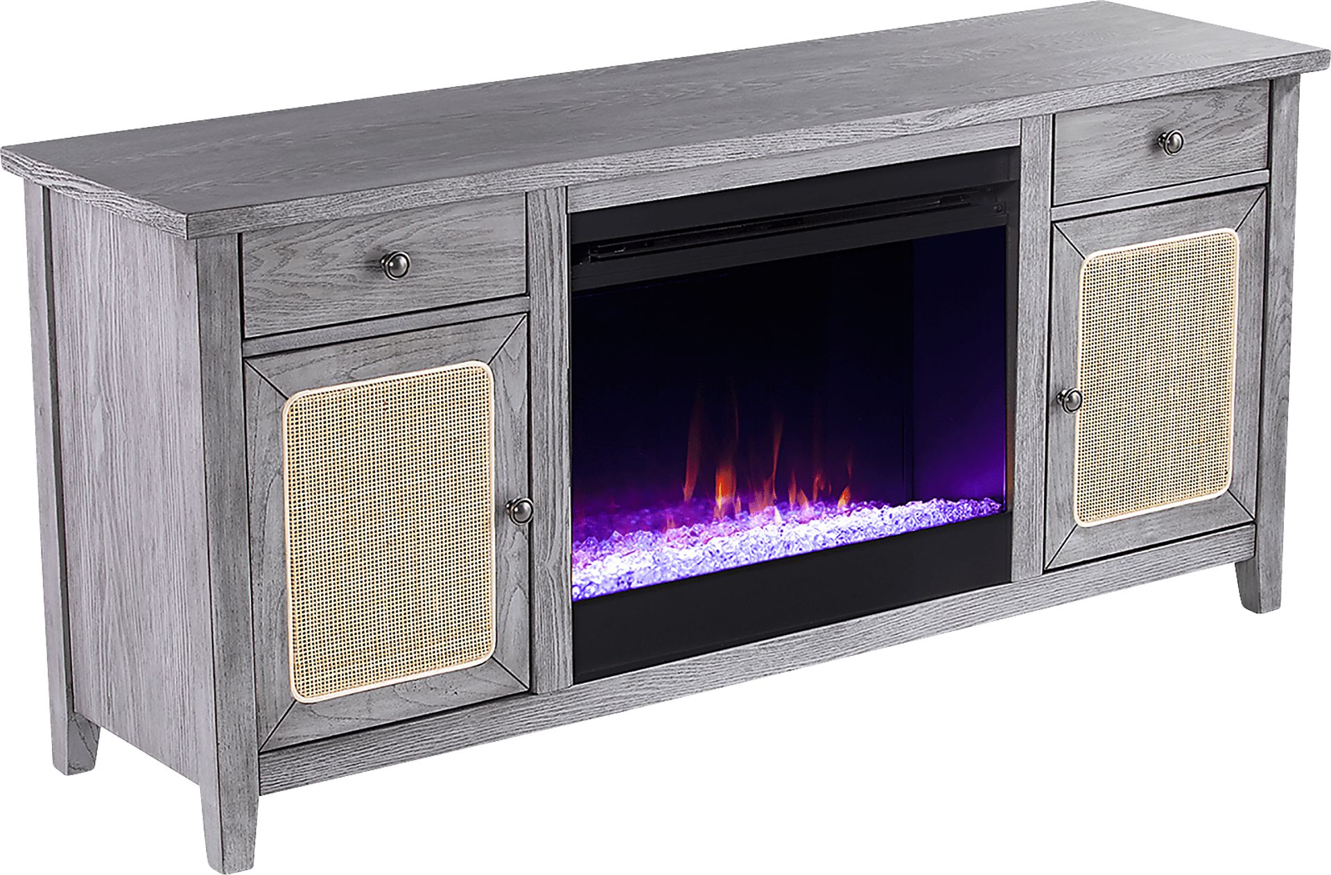 Welford I Gray 58 in. Console with Color Changing Fireplace - Image 1