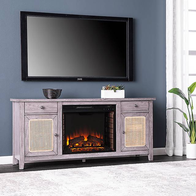 Welford II Gray 58 in. Console with Electric Fireplace - Thumbnail - Image 2