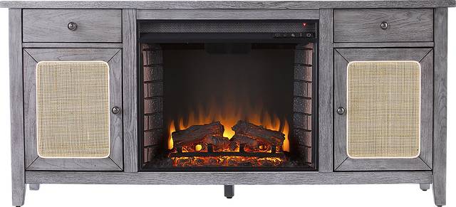 Welford II Gray 58 in. Console with Electric Fireplace - Thumbnail - Image 3