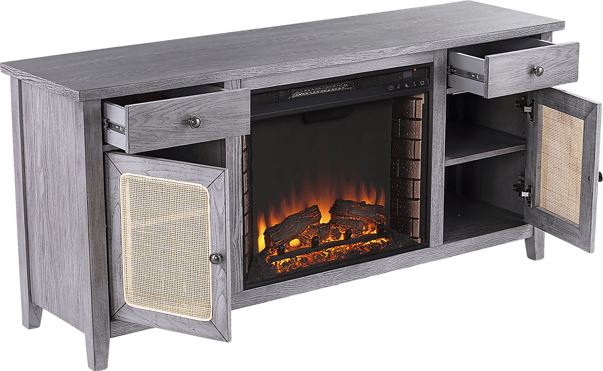 Welford II Gray 58 in. Console with Electric Fireplace - Image 5