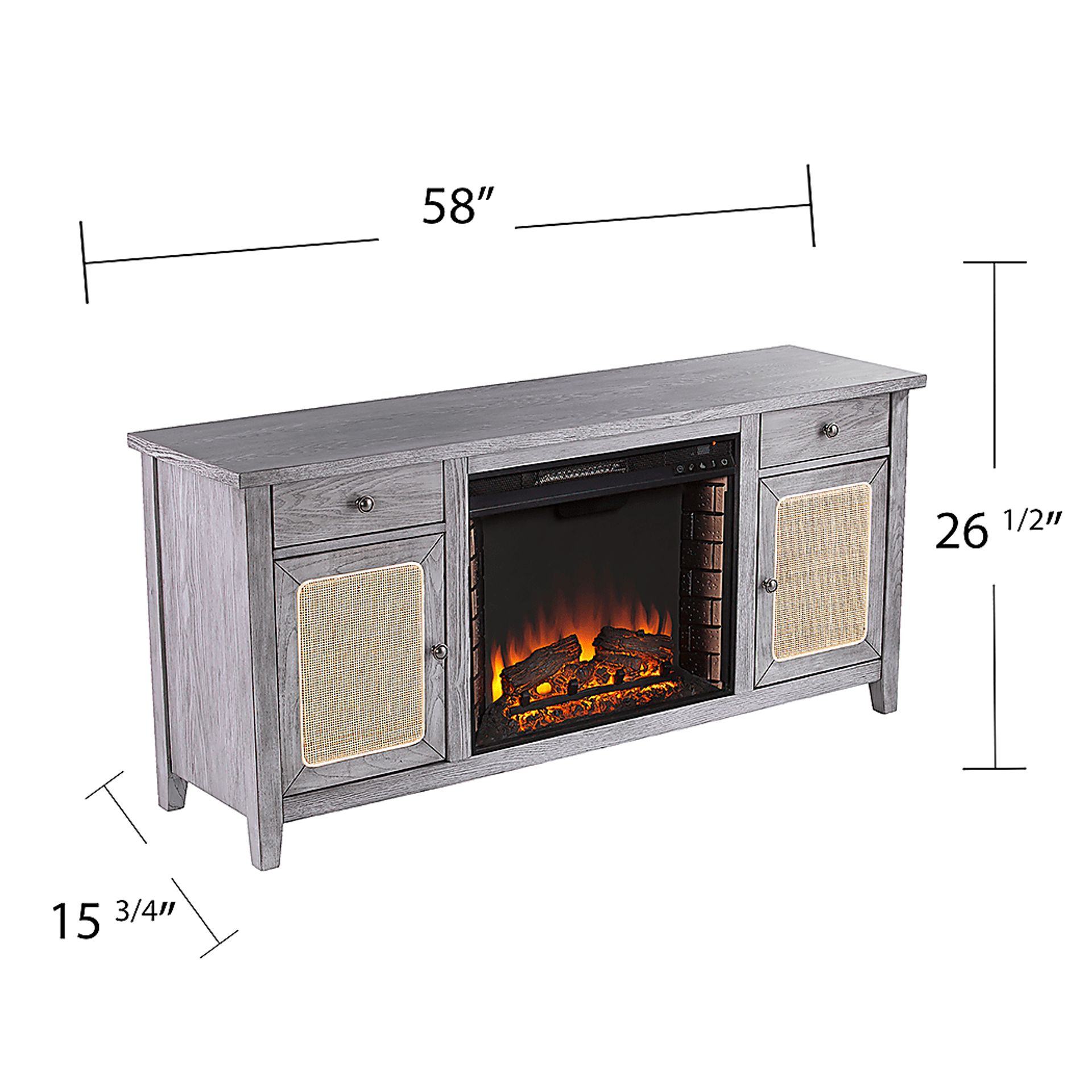 Welford II Gray 58 in. Console with Electric Fireplace - Image 6