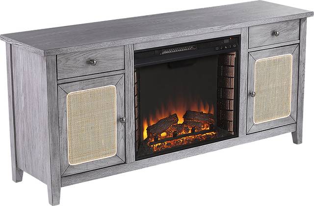 Welford II Gray 58 in. Console with Electric Fireplace - Thumbnail - Image 1
