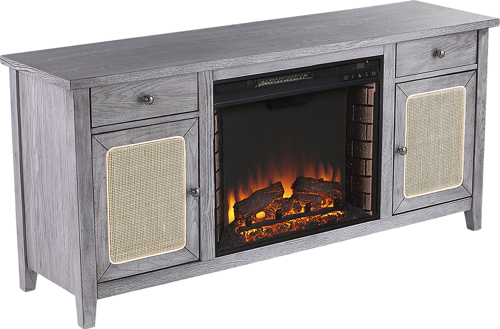 Welford II Gray 58 in. Console with Electric Fireplace - Image 1