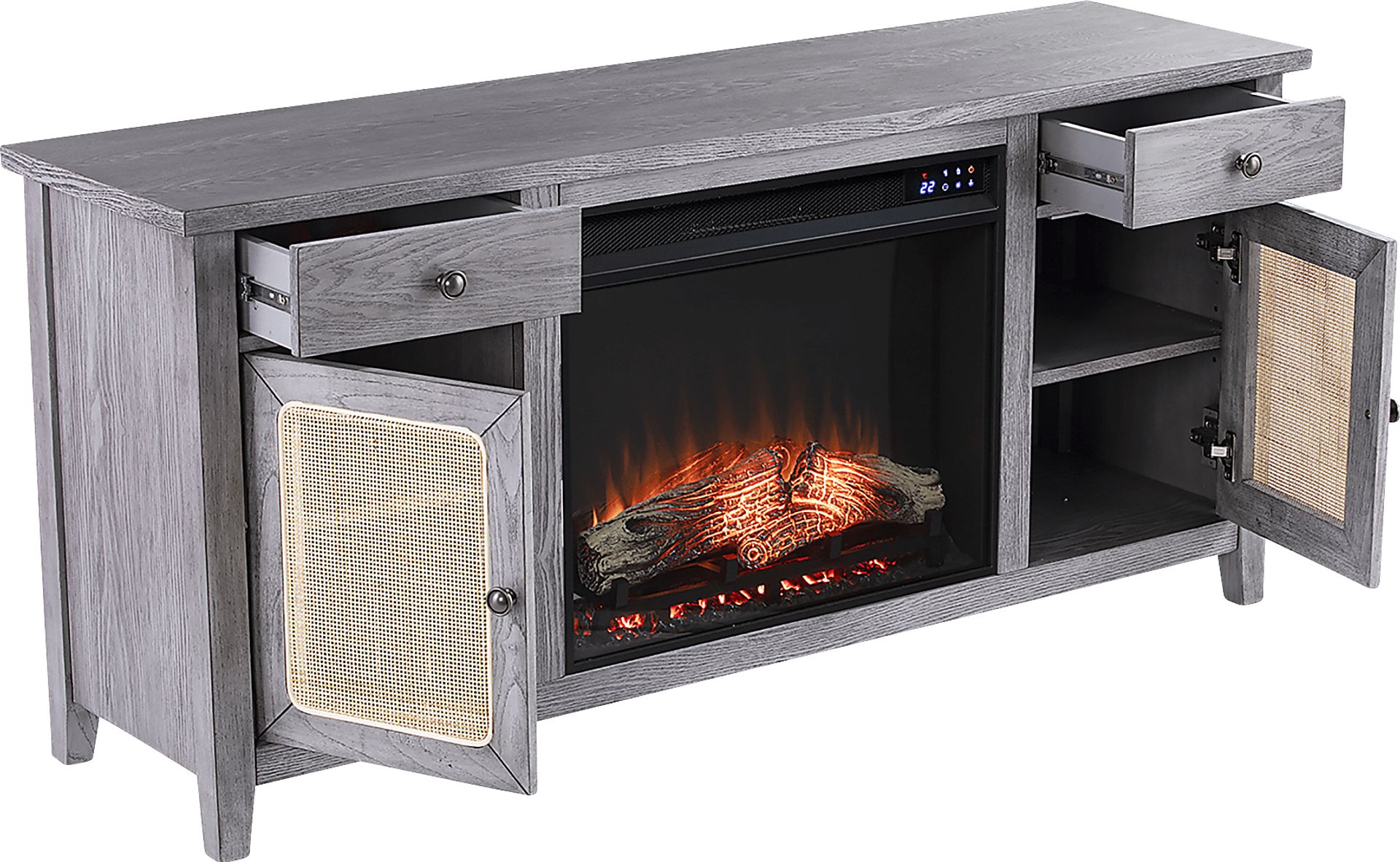 Welford IV Gray 58 in. Console with Touch Screen Electric Fireplace - Image 5