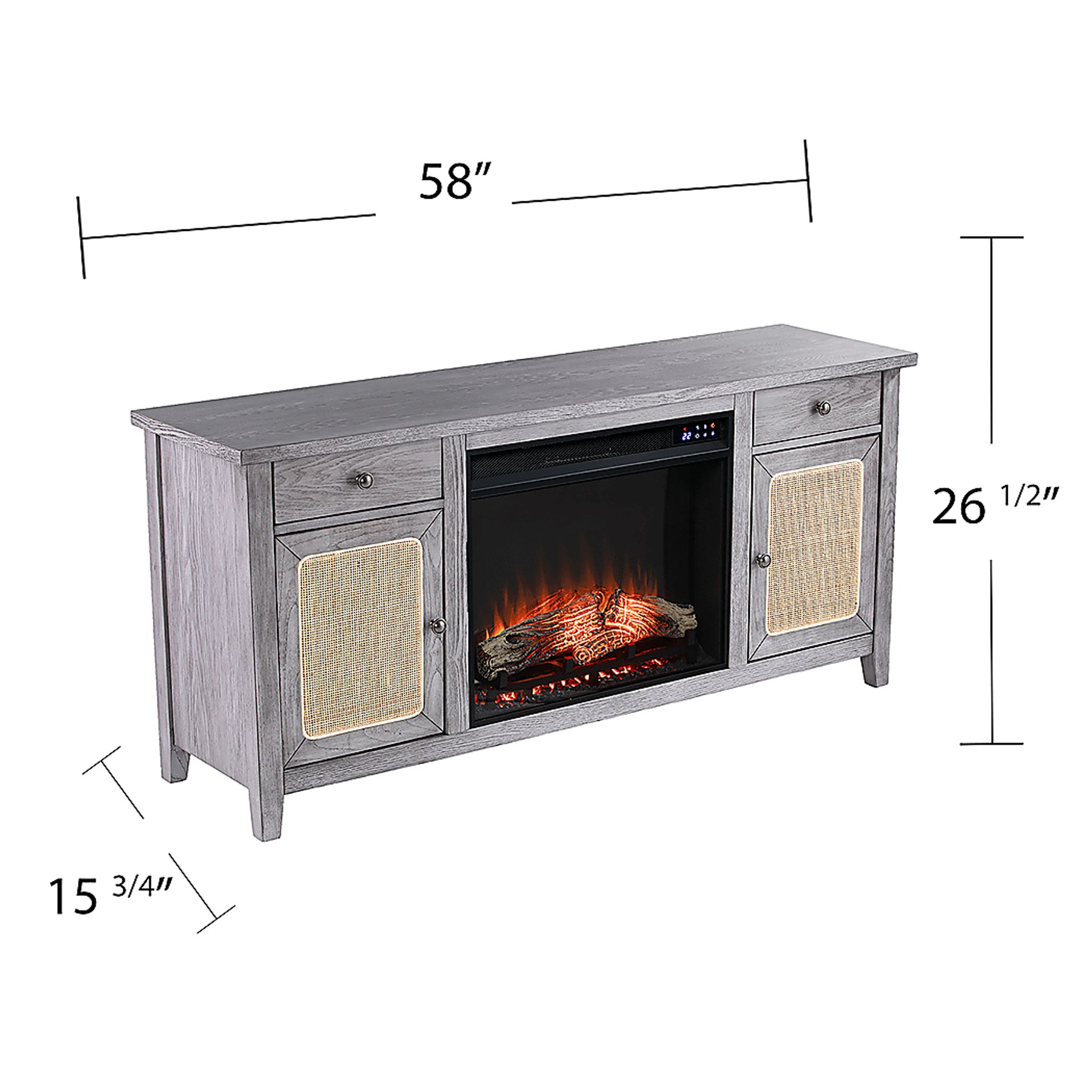 Welford IV Gray 58 in. Console with Touch Screen Electric Fireplace - Image 6