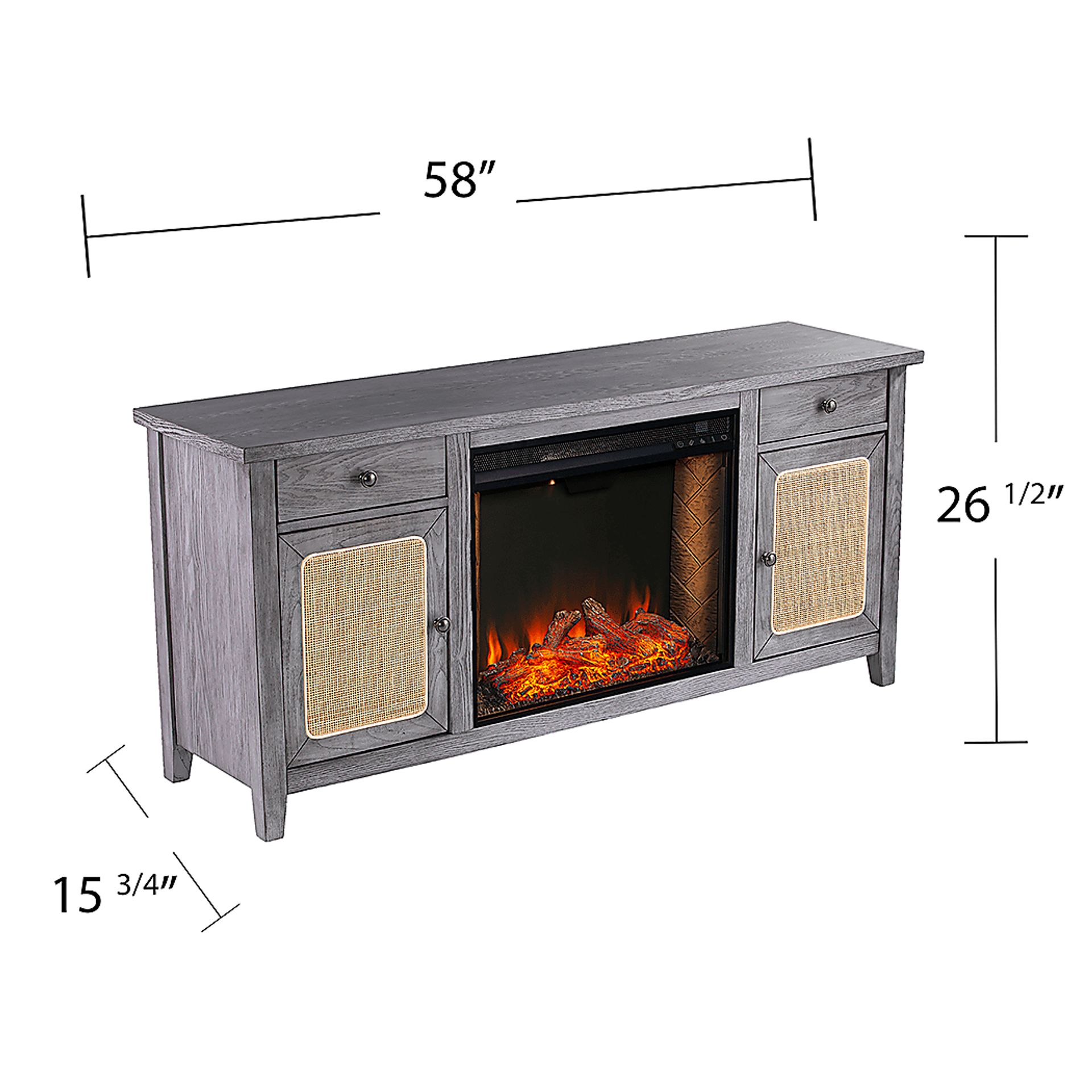 Welford III Gray 58 in. Console with Smart Fireplace - Image 7
