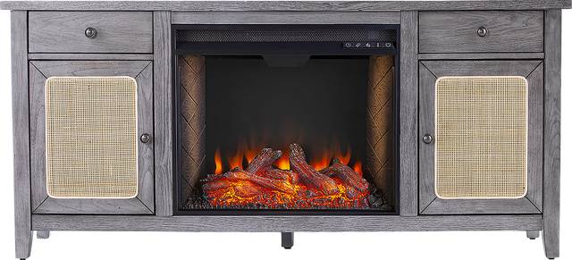 Welford III Gray 58 in. Console with Smart Fireplace - Thumbnail - Image 3