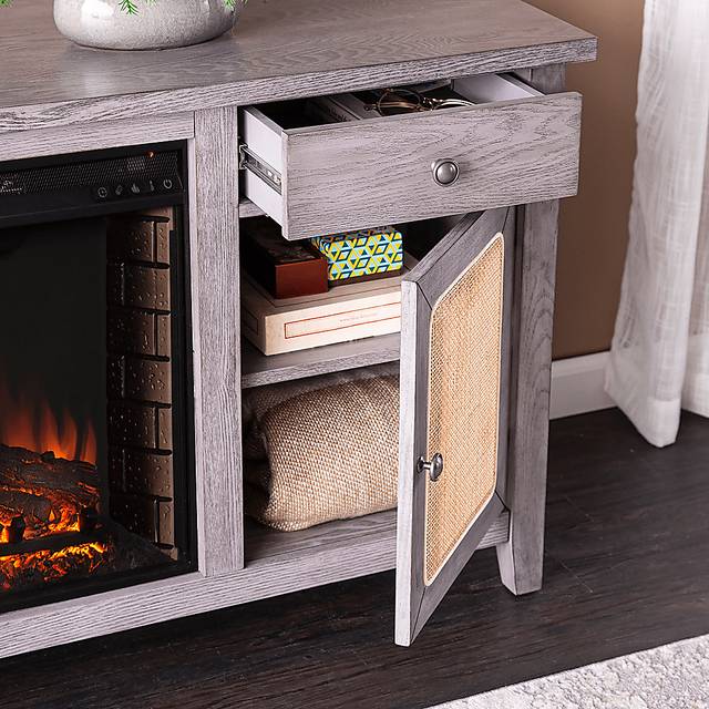 Welford III Gray 58 in. Console with Smart Fireplace - Thumbnail - Image 4