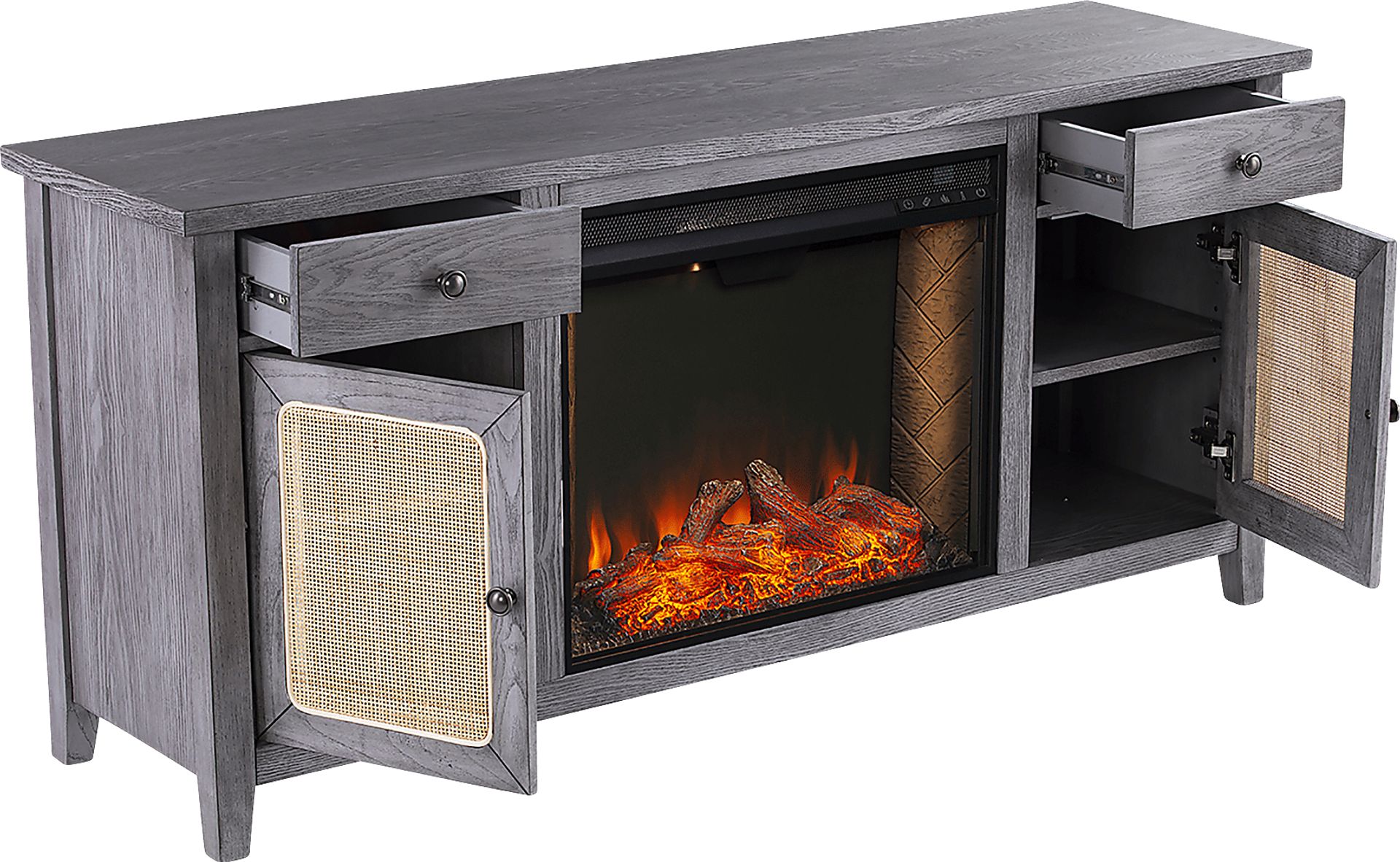 Welford III Gray 58 in. Console with Smart Fireplace - Image 6