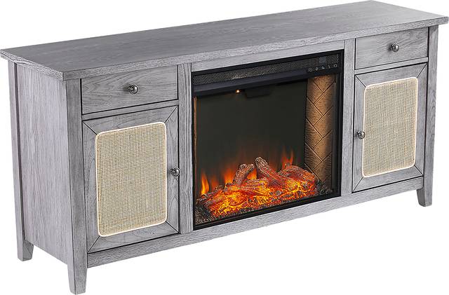 Welford III Gray 58 in. Console with Smart Fireplace - Thumbnail - Image 1