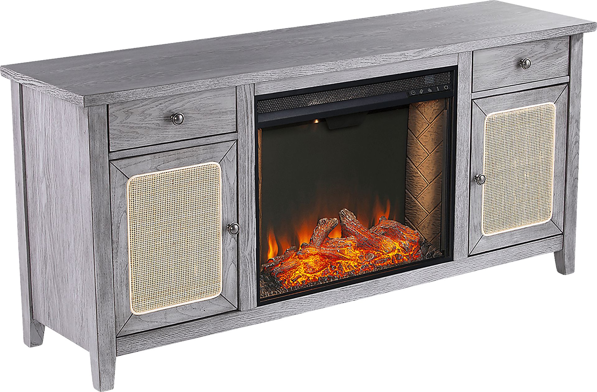 Welford III Gray 58 in. Console with Smart Fireplace - Image 1
