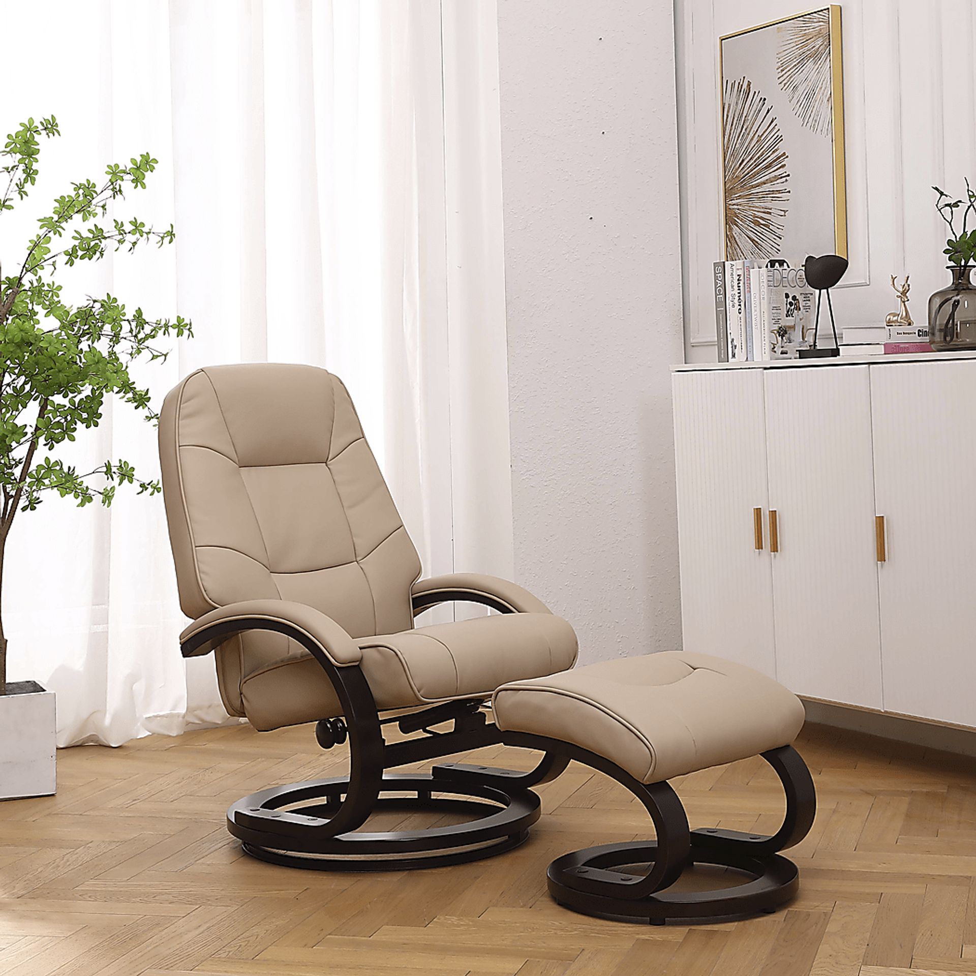Wenaha Beige Recliner and Ottoman - Image 2