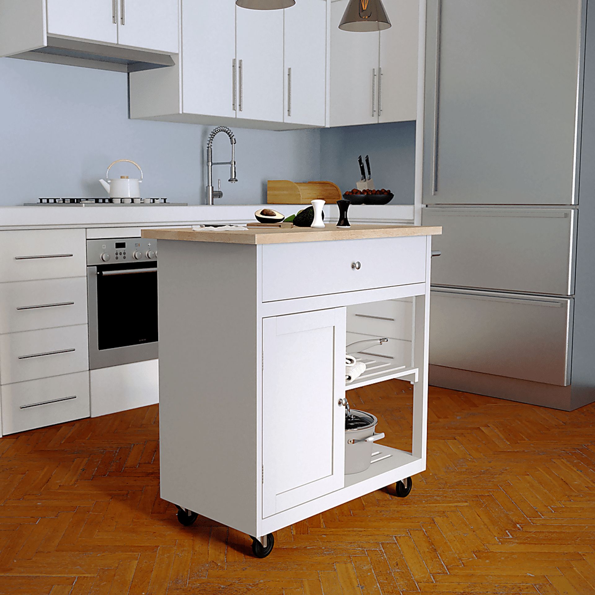 Wendsover Gray Kitchen Island - Image 8
