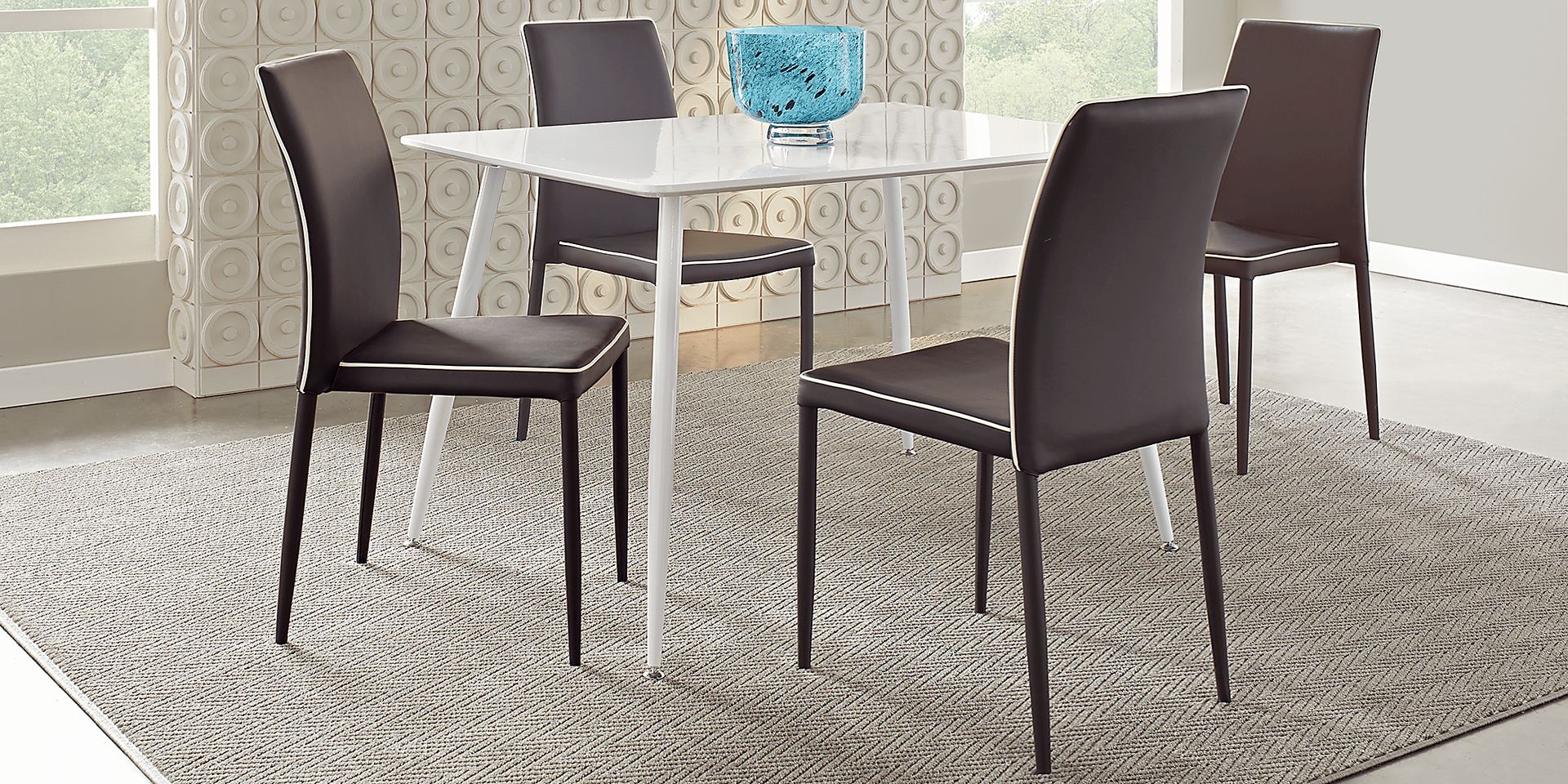 West Bay White 5 Pc Rectangle Dining Set with Brown Chairs - Image 1